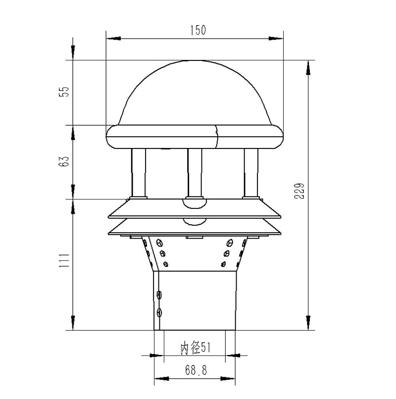 光學雨量傳感器產品尺寸圖